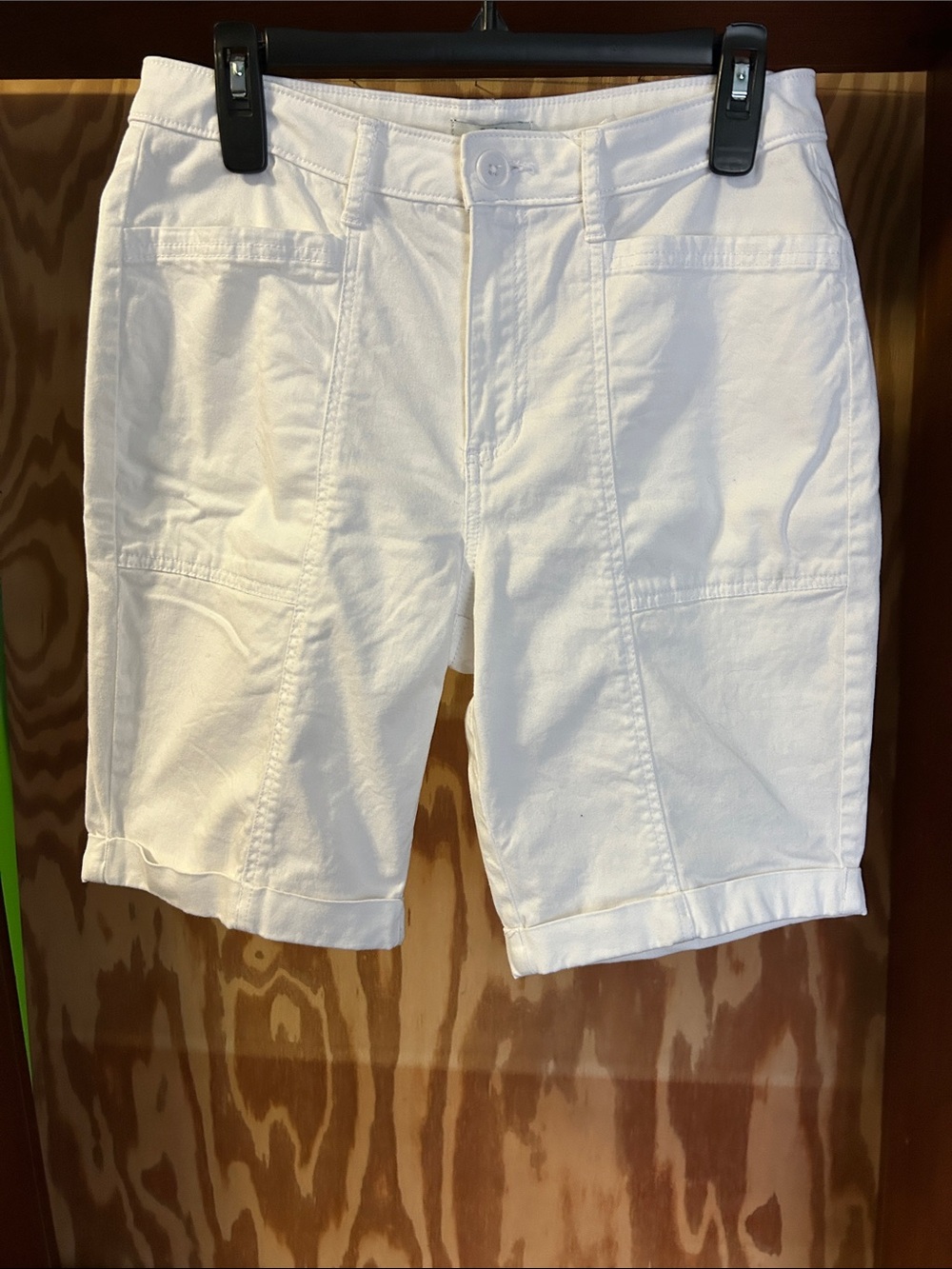 White Mid-Length Cotton Shorts